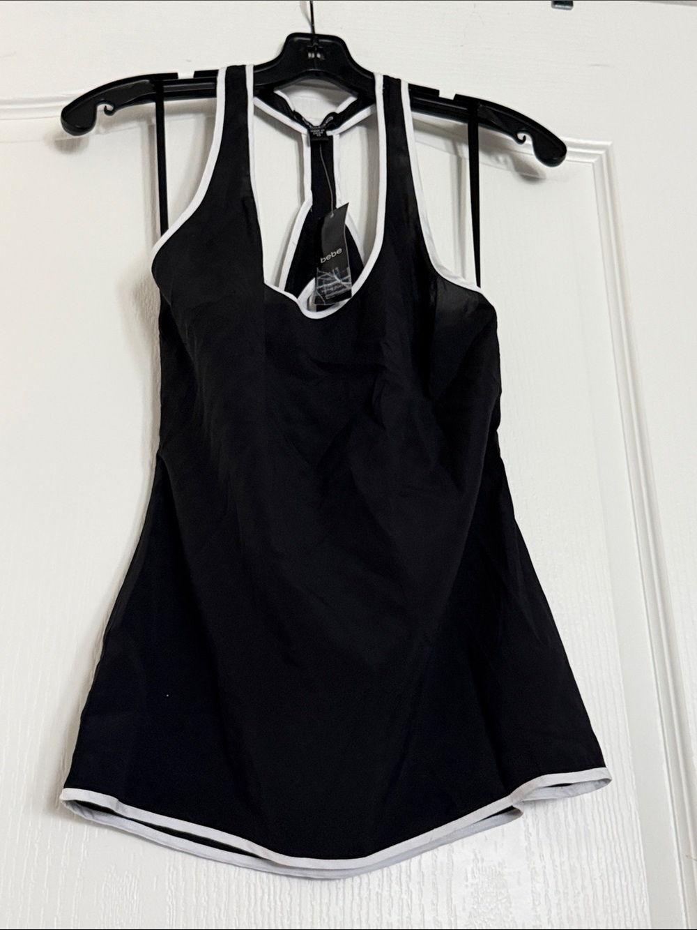 New Bebe Black Tank Top with White Trim Sz Xs.